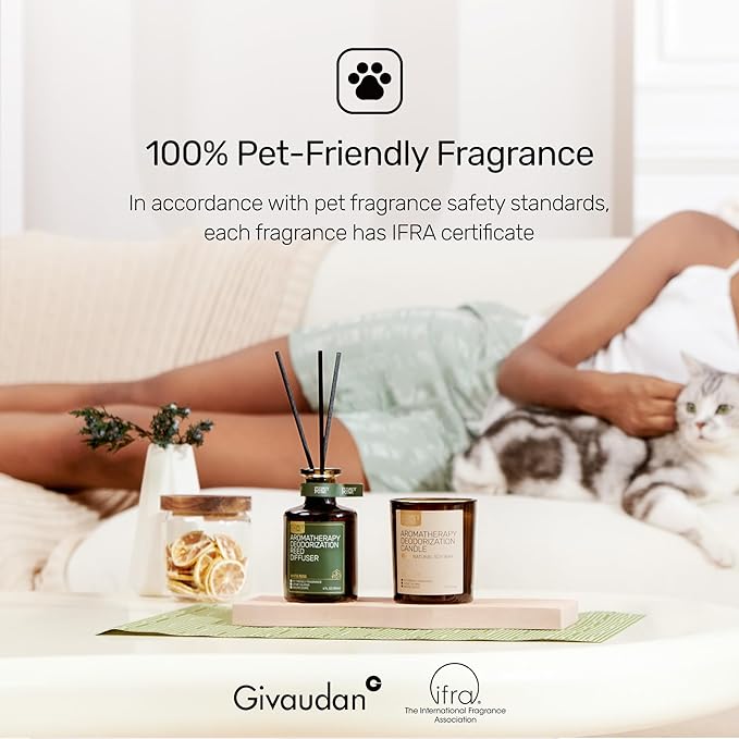 Reed Diffuser for Pet Odor Elimination, Lily of The Valley, Non-Toxic & Pet-Friendly Air Freshening, 6 Oz