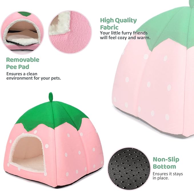 Guinea Pig Hideout Bed Rabbit House Cave Accessories Cozy Hide-Out for Bunny Hedgehog Ferret Chinchilla&Other Small Animals