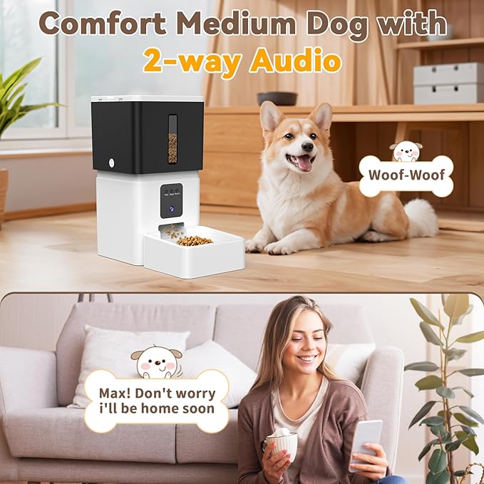 Automatic Dog Feeder with Camera: 8L/33 Cups 5G WiFi Timed Food Dispenser for Dogs - 1080P HD Night Vision Video Recording 2-Way Audio APP Control