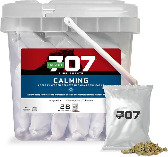 Formula 707 Calming Equine Supplement, Daily Fresh Packs – Anxiety Relief and Enhanced Focus for Horses – L-Tryptophan, Thiamine & Magnesium