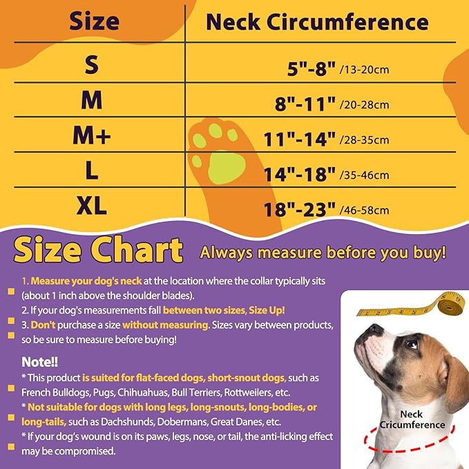 Crazy Felix Soft Donut Cone for Dogs to Stop Licking,French Bulldog Recovery Collar After Surgery Inflatable Cone Alternative for Small Medium Large Dogs, Elizabethan Collar with Boxer Pattern