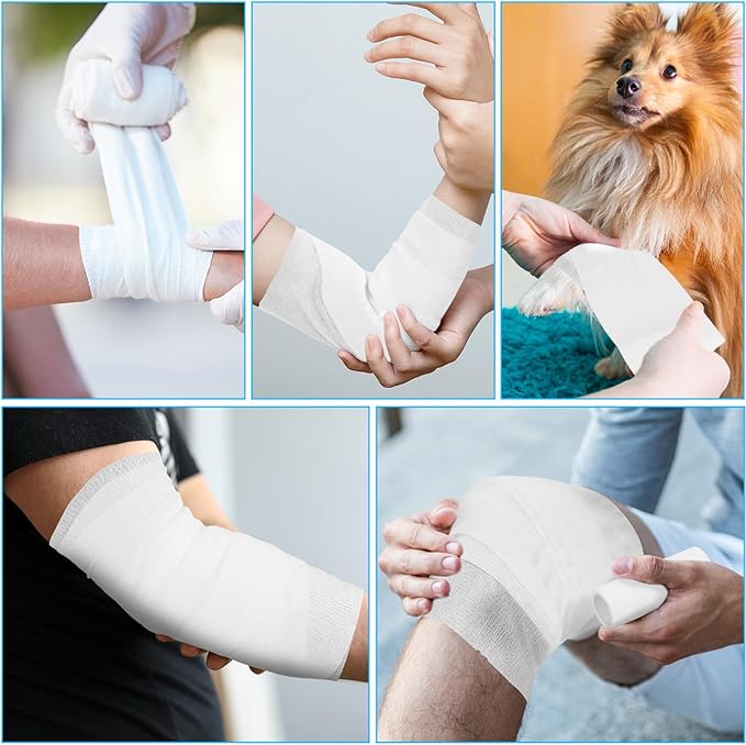 Treela 36 Pcs Self Adherent Bandage 4" X 5 Yard Wrap Breathable Cohesive Bandage Elastic Adhesive Tape for Stretch Athletic Sports Wrist Ankle(White)