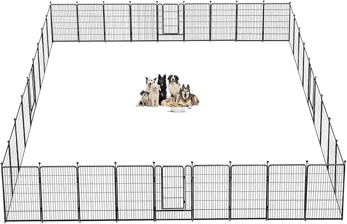 Dog Playpen 40 inch 36 Panels Indoor Outdoor Dog Pen for Large/Medium/Small Dogs Heavy Duty Metal Dog Fence Outdoor for Yard, Puppy Playpen with Door Portable Pet Fence for RV Camping Yard