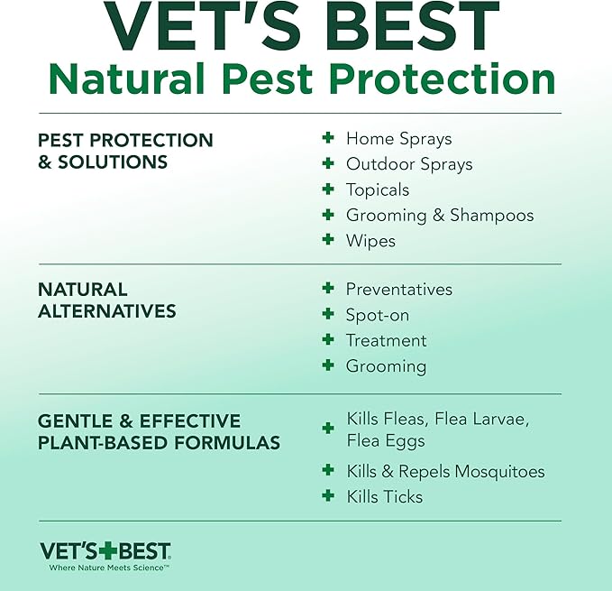 Vet's Best Flea and Tick Yard & Kennel Spray, Dog Flea Spray that Kills Fleas, Mosquitoes, & Ticks, Plant-Based Ingredients, Plant Safe Ready-to-Use Hose Attachment, 32 fl oz