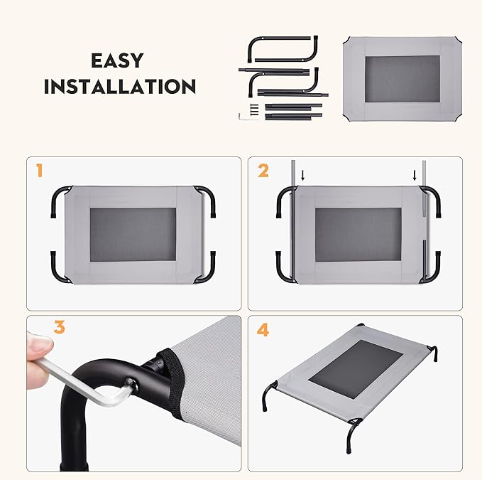 Elevated Dog Bed Raised Dog Bed Outdoor for Large Medium Size Dogs Place Bed Easy Clean Breathable, Comfortable,Rugged Durable Raised Pet Bed Up to 130 lbs,42in