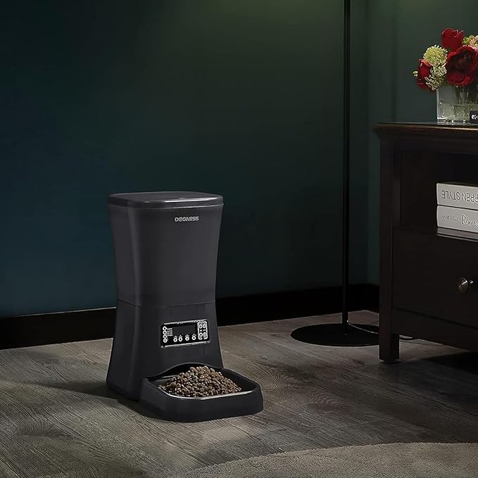 DOGNESS 9L Dog Feeders for Large Dogs, Automatic Dog Feeder with Timer Extra Large, Programmable Auto Pet Food Dispenser Feeder, Portion Control, Voice Recording, Battery and Plug-in Power (Black)