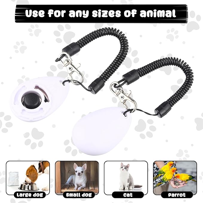 Frienda 18 Pieces Dog Training Clicker, Pet Behavioral Training Clickers with Wrist Strap for Dogs Cats Puppy Birds Horses (White)