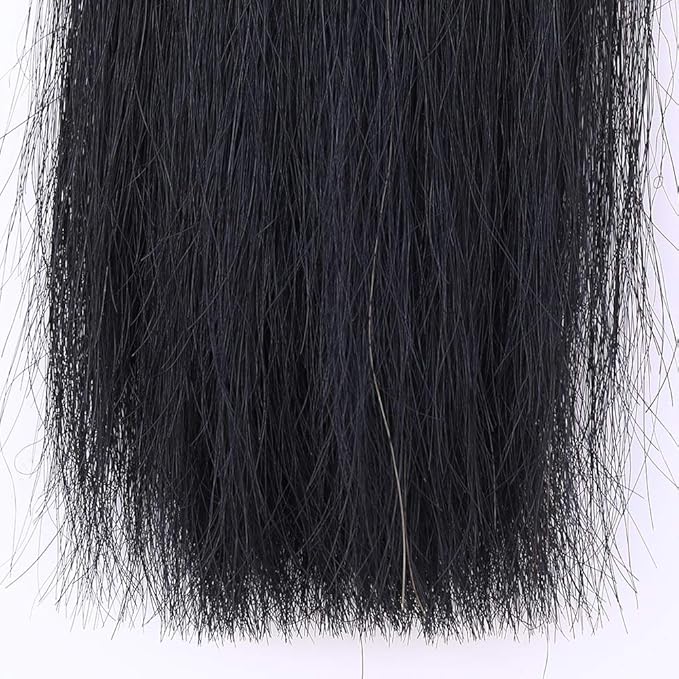 Horse Tail Extensions with Braided Horsehair Loop, Blunt Cut Bottom, 34-36 inches long and 1 lb Weight (Jet Black)