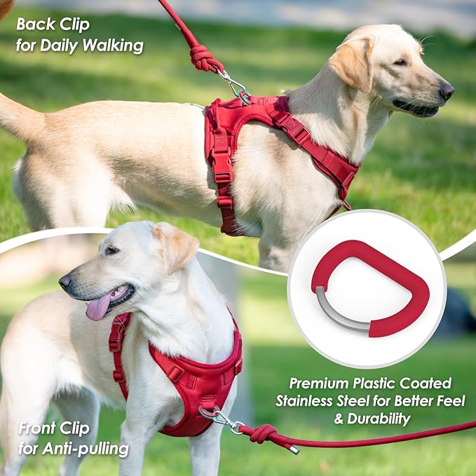 No Pull Dog Harness, Puppy Vest with Front Clip for Small Medium Large Sized Dog(Burgundy Red,L)