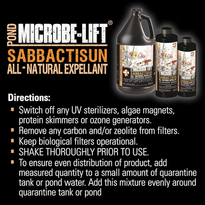 MICROBE-LIFT Sabbactisun Disease Treatment for Ponds and Outdoor Water Gardens, Disease Expellant for Pond Fish, 16 Fl Oz