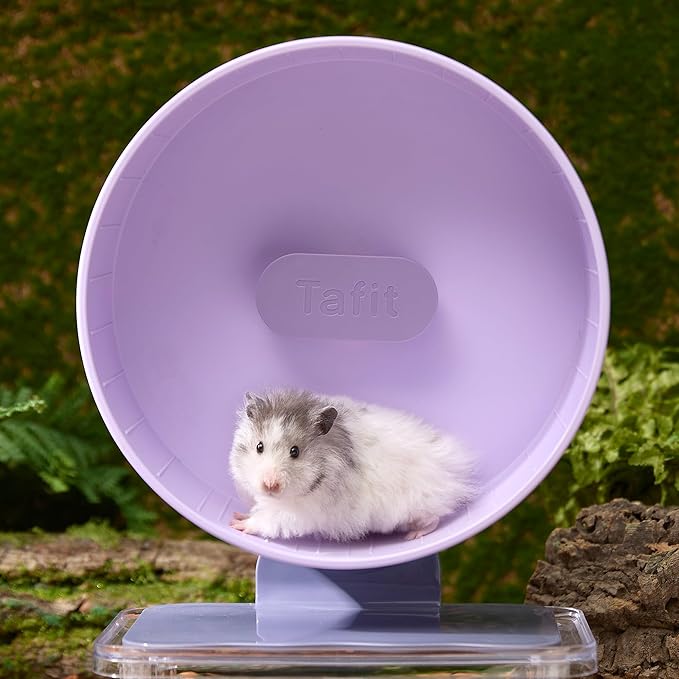 Quiet Hamster Wheel 10.2 Inch Dual-Bearings Silent Small Animals Running Exercise Wheel Height Adjustable for Syrian Hamsters, Gerbils, Rats, or Other Small Pets, Taro Purple