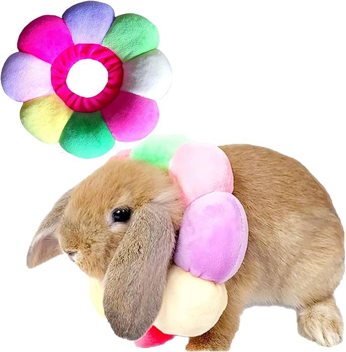 Rabbit Cat Cone Collar Soft,Adjustable Cat Recovery Wound Healing Accessory,Cats Cones to Stop Licking,for Chinchilla,Guinea Pigs,Bunny,Kitten Donuts Collar After Surgery(Small)