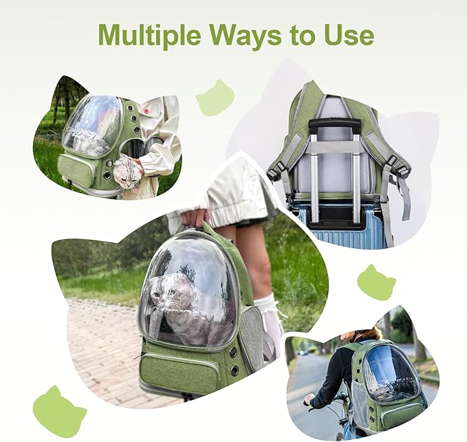 Expandable Cat Backpack,Cat Bubble Backpack Carrier for Carrying Cats, Pets and Small Dogs,Airline-Approved,Designed for Travel, Hiking, Walking,Car