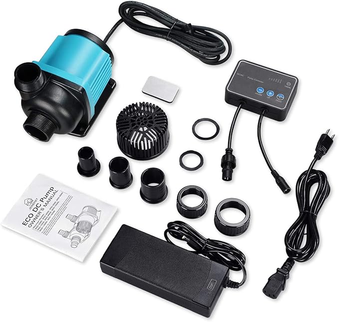 2250GPH Aquarium 24V DC Return Pump with Controller, Submersible and Inline Return Pump for Fish Tank,Aquariums,Fountains,Sump,Hydroponic,Pond,Freshwater and Marine Water Use