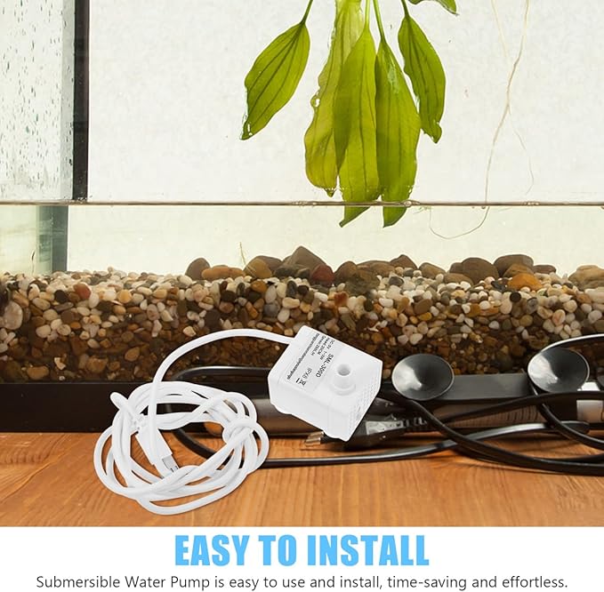 Housoutil Mini Submersible Water Pump, Quiet Usb Fountain Pump for Pet Water Fountain, Aquarium, Hydroponics, White