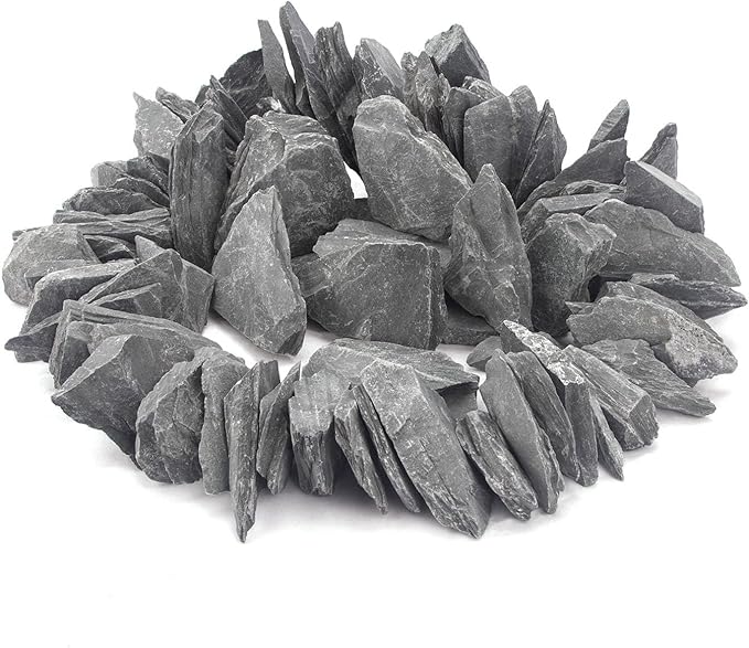 CFKJ [18 Pounds] Natural Slate Stone Rocks, 3 to 5 inch Slate Stone Rocks for Aquascaping, Aquariums, Terrariums, Amphibian Enclosures