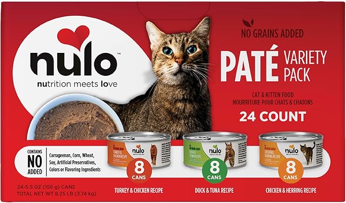 Nulo Variety Flavors Pate Wet Canned Cat Food, 5.5 Ounce (Pack of 24)