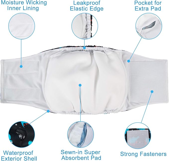 CuteBone Dog Diapers Male Medium for Christmas DM16M