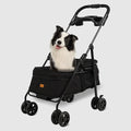 4 Wheels Pet Stroller,One-Click Folding Portable Folding Dog Cat Stroller,Sunshade, Storage Bag, Waterproof Oxford Fiber，Breathable and Visible Mesh for Small/Medium Pets up to 33 lbs,Black ﻿