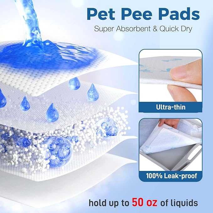Cat Pads 50 ct Super Absorbent Pet Pee Pads Compatible with Tidy Cats Breeze Litter System 16.9x11.4 Inch Litter Pad for Litter Box