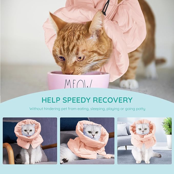 Cat Recovery Collar, Soft Adjustable Cat Cone Alternative, Lightweight Waterproof Fasteners Collars for Cats Kittens Puppies, After Surgery Stop Licking and Daily Use (Orange Pink, S(Neck5.5-9.8"))