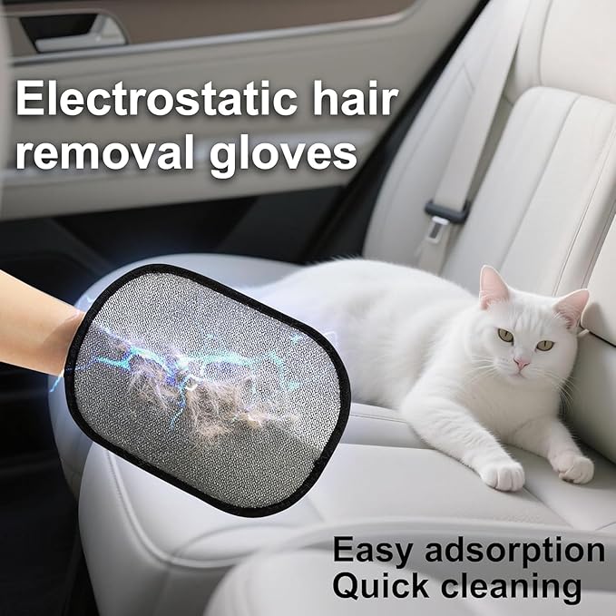 Pet Hair Removal Glove - Cat & Dog Electrostatic Hair Remover Grooming Glove,Suitable for All Pets 2Pcs