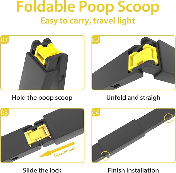 28" Heavy Duty Dog Pooper Scooper for Large Dogs, Extra Long Handle Foldable Poop Pick Up Tool with Durable Spring, Great for Yard, Lawns, Grass, Dirt, Gravel