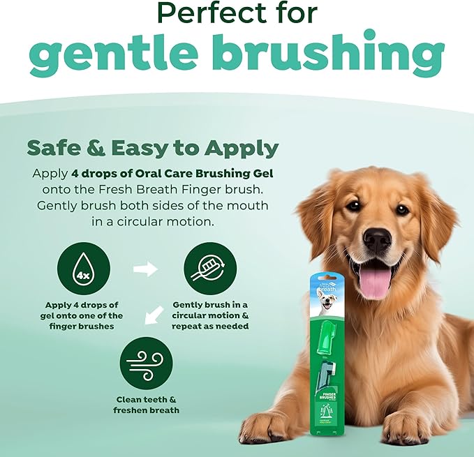 TropiClean Fresh Breath Finger Toothbrushes for Dogs & Puppies | Gentle Soft Toothbrush Alternative for Easy Teeth Cleaning