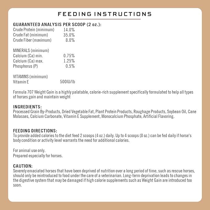 Formula 707 Weight Gain Crumble Equine Supplement, 7 lb Bag – Palatable, Calorie-Rich Nutritional Support for Hard-to-Keep and Senior Horses