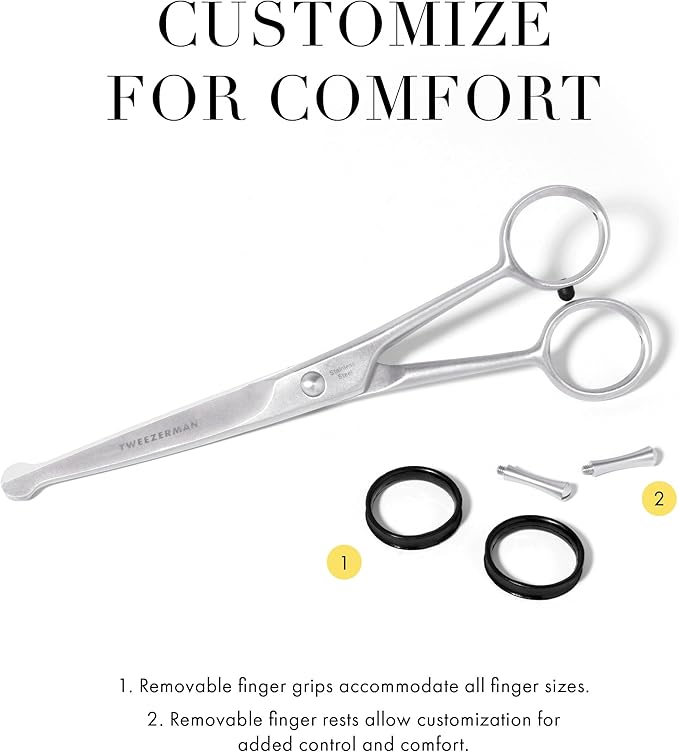 Tweezerman 7" Pet Grooming Scissors with Safety Round Tips, Professional Curved Grooming Shears for Dogs and Cats