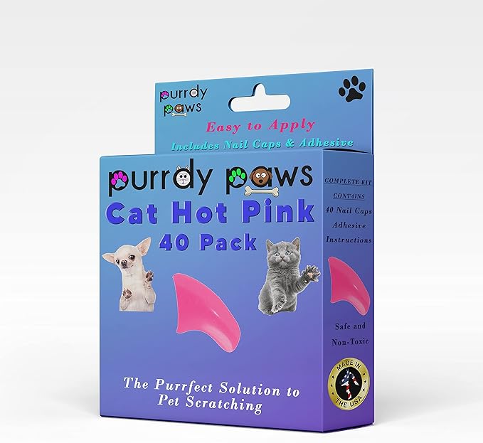 40 Pack Soft Nail Caps for Cat Claws HOT Pink Small
