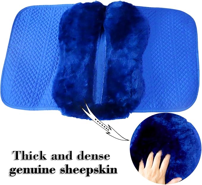 Woolous Dressage Saddle Pad, English Saddle Pad with Sheepskin Trim, Lambskin Wool Fleece Lining, Square Saddle Pad for Equestrian Riding, Comfortable & Shock Absorbing