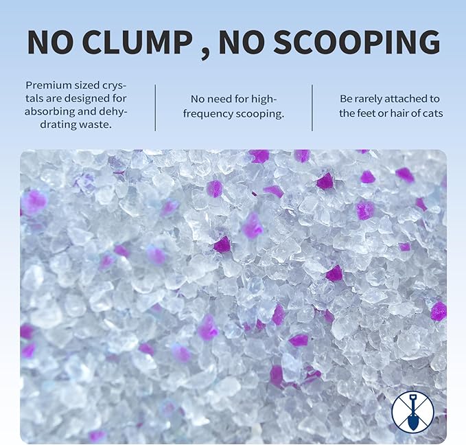 Cat Litter Crystals No Clumping Odor Control Kitty Litter Non-Clumping No scooping Low Dust, Low Tracking, Dehydrates Waste Lavender - 25.8 lbs (6 x 4.3 lb Packs)
