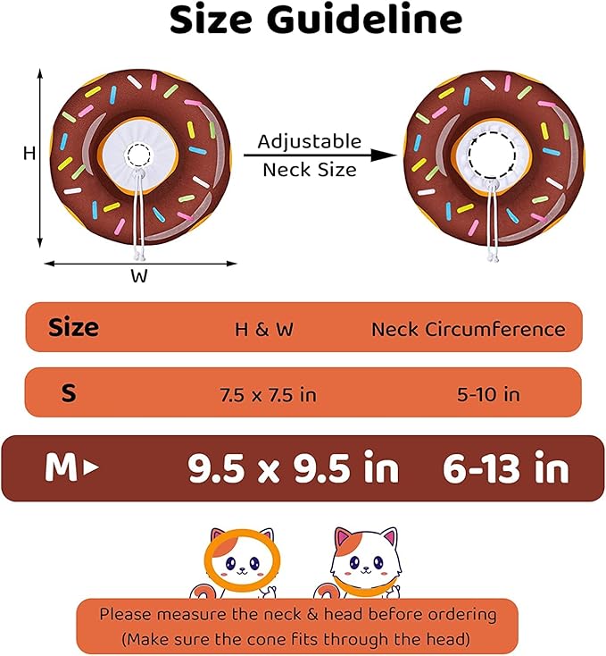 Amakunft Adjustable Cat Cone Collar Soft, Cat Recovery Collar, Cone for Cat After Surgery, Cat Neck Cone, Elizabethan Collar for Cat and Kitten (Donut M (Neck:6"-13"))