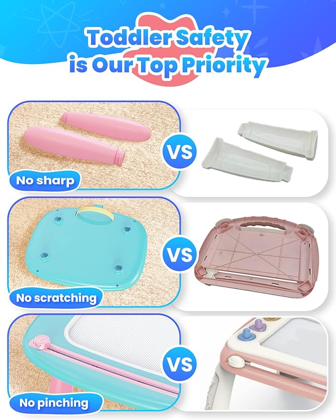 Magnetic Drawing Board, Toddler Girl Toy for 1-2 Year Old, Doodle Board Pad Learning and Educational Kids Toy for 1 2 3 Year Old Baby Girl Birthday - Mint Blue