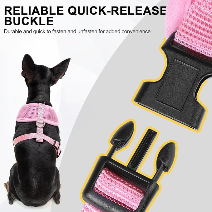 BINGPET Small Dog Harness - Breathable Mesh Puppy Cat Harnesses - No Pull Adjustable Dog Harness Dog Vest Harness for Small and Medium Dogs