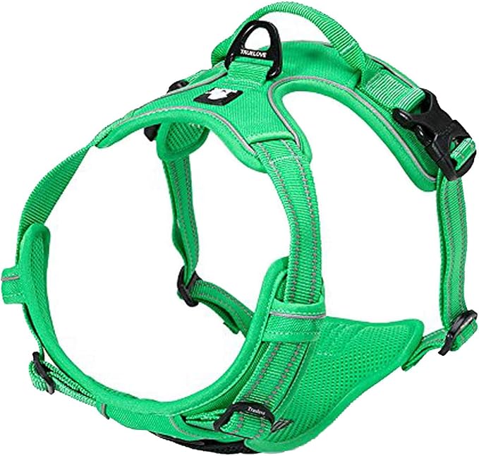 TRUE LOVE Adjustable No-Pull Dog Harness Reflective Pup Vest Harnesses Comfortable Control Brilliant Colors Truelove TLH5651(Grass Green,S)