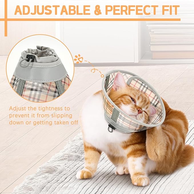 Cat Cone Collar Soft, Cat Recovery Collar for Large Medium Small Cats Kittens, Pet Cone Alternative After Surgery