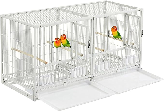 Combo Stacker Center Divided Breeder Breeding Bird Flight Double Rolling Cage for Aviaries Canaries Cockatiels Lovebirds Finches Budgies Small Parrots One Stacker