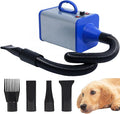 2400w 75m/s Dog Dryer for Pet Grooming, High Velocity Pet Hair Dryer with Heater, Adjustable Speed, 4 Nozzles and a Comb, Blue