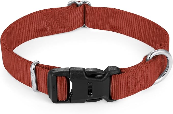 Mikivery Nylon Dog Collar with Quick Release Buckle Soft Adjustable Sturdy for Small Medium Large Dogs Brick,L