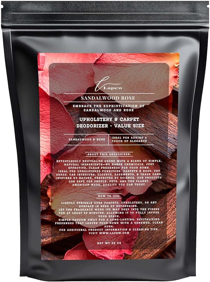 Sandalwood Rose Carpet Freshener Powder Refill 36 oz | Powerful Odor Eliminator for Home | Upholstery Deodorizer | Carpet Deodorizer | Pet Urine | Cat Litter Box
