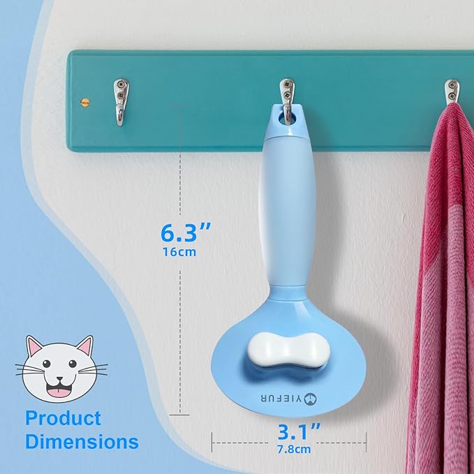 Cat Hair Brush,Cats Brushes for Shedding,Soft Silicone Self Cleaning Brush for Short and Long Haired Cats for Grooming and Shedding (Blue)