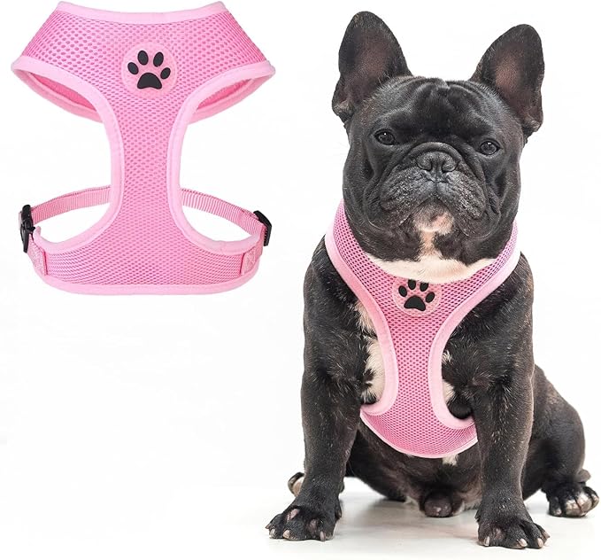 BINGPET No Pull Dog Harness,Soft Mesh Breathable All Weather Vest Harness,Safety Protection Design Durable Adjustable Step-in Easy Walk Dog Harness for Small Medium Large Dogs(LightPink,L)