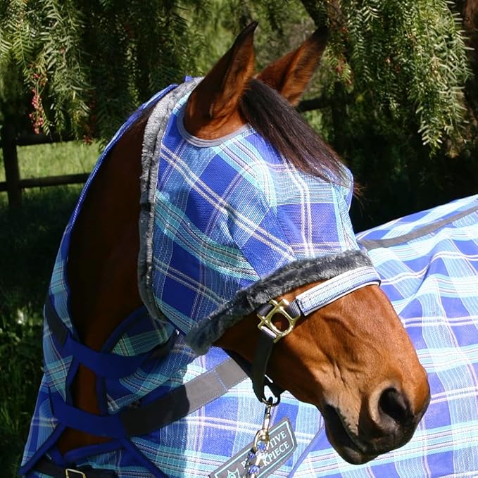 Kensington Fly Mask with Fleece Trim for Horses — Protects Face and Eyes Helps Block Sun Rays While Allowing Full Visibility — Breathable and Non Heat Transferring