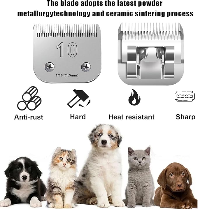 4Pack Dog Grooming Blades Compatible with Andis Dog Clippers,Dog Clipper Blades Compatible with Oster A5,Wahl km10 Dog Clippers for Animal Dog Cat Horse,Stainless-Steel Blade Sharp