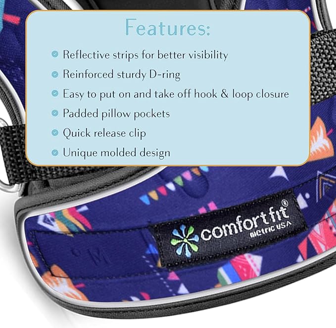 Comfort Fit Dog Harness No Pull with Adjustable Buckles Soft Padded Reflective Choke Step-in Pet Vest with Easy Control Handle for Small Medium Large Dogs & Puppies for Walking Running Training