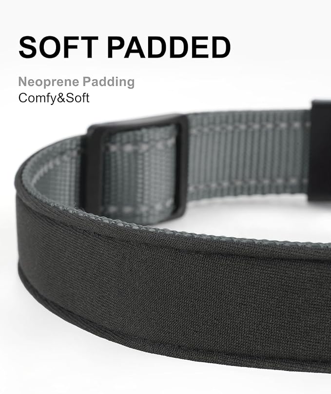 TagME Airtag Dog Collar,Waterproof Reflective Pet Collar with Airtag Holder,Soft Padded and Double D-Rings for Puppy,Grey