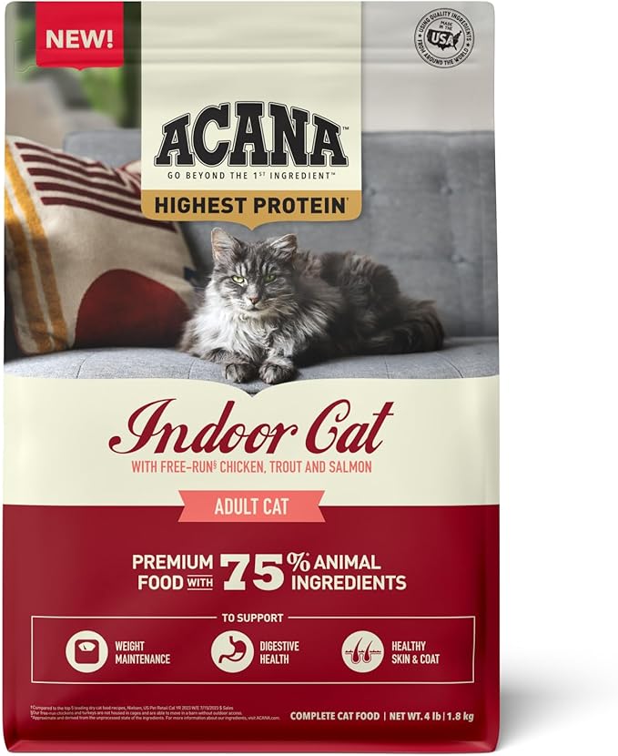 ACANA Highest Protein Dry Cat Food Indoor Cat Food Recipe 4lb Bag