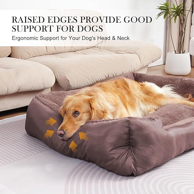 Dog Bed for Large Dogs, Rectangle Washable Orthopedic Pet Bed, Soft Sleeping Puppy Bed, Durable Dog Sofa with Anti-Slip Bottom